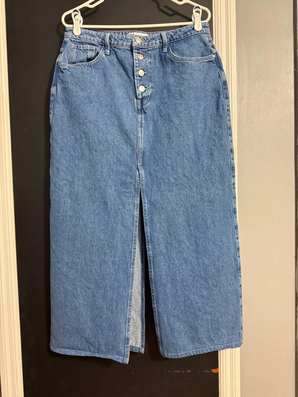 ZARA Denim Front & Back Slits Maxi Skirt Size: L Length: 36”